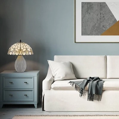 20.125" Cement Transitional Table Lamp with Tiffany Glass Shade - Cal Lighting 1 20.125" Cement Transitional Table Lamp with Tiffany Glass Shade - Cal Lighting