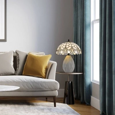 20.125" Cement Transitional Table Lamp with Tiffany Glass Shade - Cal Lighting 2 20.125" Cement Transitional Table Lamp with Tiffany Glass Shade - Cal Lighting - Image 2