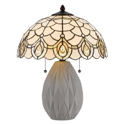 20.125" Cement Transitional Table Lamp with Tiffany Glass Shade - Cal Lighting 4 20.125" Cement Transitional Table Lamp with Tiffany Glass Shade - Cal Lighting - Image 4