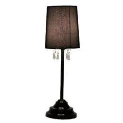Table Lamp with Fabric Shade and Hanging Acrylic Beads Black - Simple Designs