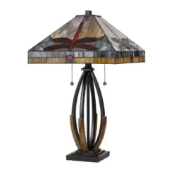 23.75" Metal/Resin Contemporary Mission Table Lamp with Tiffany Glass Shade - Cal Lighting -Deals A Radiant Den Store unnamed file 3515