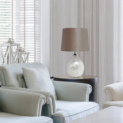 1-Light Table Lamp with Fabric Shade White - Simple Designs 2 1-Light Table Lamp with Fabric Shade White - Simple Designs - Image 2