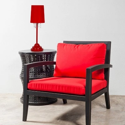 Table Lamp with Fabric Shade and Hanging Acrylic Beads Red - Simple Designs 2 Table Lamp with Fabric Shade and Hanging Acrylic Beads Red - Simple Designs - Image 2