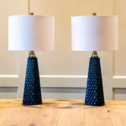 26.5" Set of Two Jameson Textured Ceramic Table Lamp Cobalt Blue - Decor Therapy 14 26.5" Set of Two Jameson Textured Ceramic Table Lamp Cobalt Blue - Decor Therapy -Deals A Radiant Den Store unnamed file 357