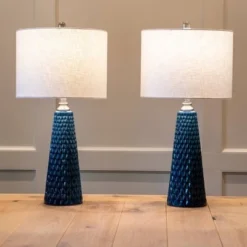 26.5" Set of Two Jameson Textured Ceramic Table Lamp Cobalt Blue - Decor Therapy 15 26.5" Set of Two Jameson Textured Ceramic Table Lamp Cobalt Blue - Decor Therapy -Deals A Radiant Den Store unnamed file 358