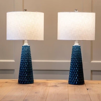26.5" Set of Two Jameson Textured Ceramic Table Lamp Cobalt Blue - Decor Therapy 7 26.5" Set of Two Jameson Textured Ceramic Table Lamp Cobalt Blue - Decor Therapy - Image 7