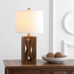 JONATHAN Y 21.5" Wood Stewart Table Lamp (Includes LED Light Bulb) Brown - Jonathan Y