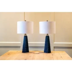 26.5" Set of Two Jameson Textured Ceramic Table Lamp Cobalt Blue - Decor Therapy 16 26.5" Set of Two Jameson Textured Ceramic Table Lamp Cobalt Blue - Decor Therapy -Deals A Radiant Den Store unnamed file 359