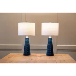26.5" Set of Two Jameson Textured Ceramic Table Lamp Cobalt Blue - Decor Therapy 17 26.5" Set of Two Jameson Textured Ceramic Table Lamp Cobalt Blue - Decor Therapy -Deals A Radiant Den Store unnamed file 360