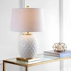 JONATHAN Y 25.5" Glass/Metal Diamond Table Lamp (Includes Energy Efficient Light Bulb) - JONATHAN Y White