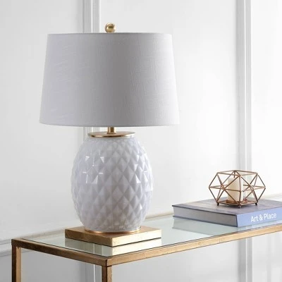 JONATHAN Y 25.5" Glass/Metal Diamond Table Lamp (Includes Energy Efficient Light Bulb) - JONATHAN Y White 2 JONATHAN Y 25.5" Glass/Metal Diamond Table Lamp (Includes Energy Efficient Light Bulb) - JONATHAN Y White - Image 2