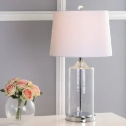 JONATHAN Y 25" Glass Walsh Table Lamp (Includes LED Light Bulb) Clear - JONATHAN Y