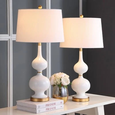 Set of 2 Myla Table Lamp (Includes LED Light Bulb) White/Gold Leaf - Safavieh 3 Set of 2 Myla Table Lamp (Includes LED Light Bulb) White/Gold Leaf - Safavieh - Image 3