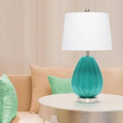 Pleated Table Lamp with Fabric Shade Teal - Lalia Home -Deals A Radiant Den Store unnamed file 3634