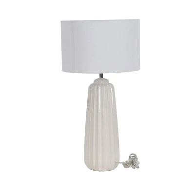 Olivia & May 24" x 13" Ceramic Tapered Cylindrical Table Lamp White - Olivia & May 2 Olivia & May 24" x 13" Ceramic Tapered Cylindrical Table Lamp White - Olivia & May - Image 2