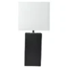 Leather Table Lamp with Fabric Shade Black - Elegant Designs
