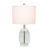 Glass Table Lamp with White Drum Shade Blue - Lalia Home