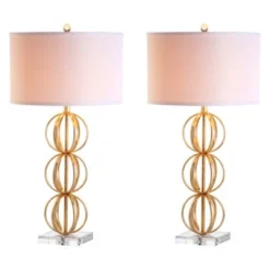 (Set of 2) 29" Annistyn Table Lamp Brass Gold (Includes LED Light Bulb) - Safavieh
