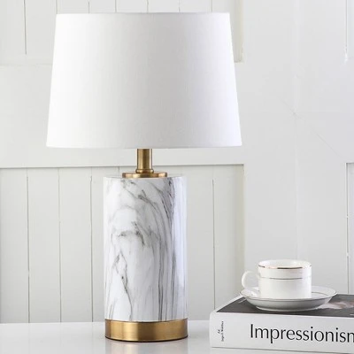 18.3" Clarabel Marble Table Lamp White/Black (Includes CFL Light Bulb) - Safavieh 1 18.3" Clarabel Marble Table Lamp White/Black (Includes CFL Light Bulb) - Safavieh