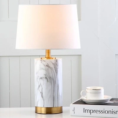 18.3" Clarabel Marble Table Lamp White/Black (Includes CFL Light Bulb) - Safavieh 2 18.3" Clarabel Marble Table Lamp White/Black (Includes CFL Light Bulb) - Safavieh - Image 2