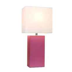 21" Monaco Avenue Modern Leather Table Lamp Hot Pink - Elegant Designs
