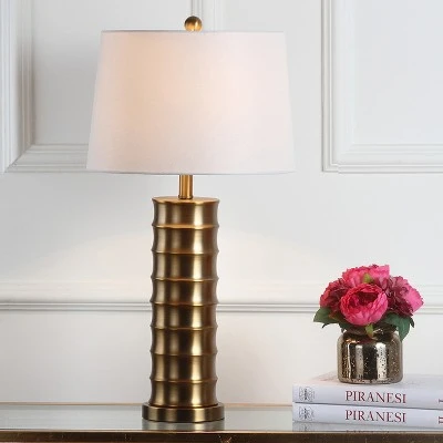 (Set of 2) 28.5" Linus Column Table Lamp Gold (Includes CFL Light Bulb) - Safavieh 2 (Set of 2) 28.5" Linus Column Table Lamp Gold (Includes CFL Light Bulb) - Safavieh - Image 2