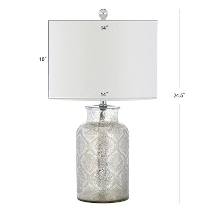 JONATHAN Y 24.5" Glass Emilia Trellis Pattern Table Lamp (Includes LED Light Bulb) Silver - JONATHAN Y 3 JONATHAN Y 24.5" Glass Emilia Trellis Pattern Table Lamp (Includes LED Light Bulb) Silver - JONATHAN Y - Image 3