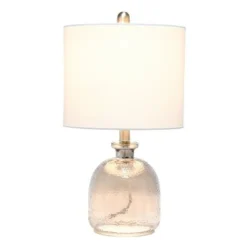 Hammered Glass Jar Table Lamp with Linen Shade White - Lalia Home