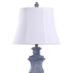 Tao's Textured Urn Table Lamp with Bell Shade Denim Blue - StyleCraft