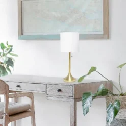 Tapered Desk Lamp with Fabric Drum Shade White - Simple Designs -Deals A Radiant Den Store unnamed file 381