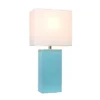 21" Monaco Avenue Modern Leather Table Lamp Aqua - Elegant Designs