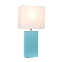 21" Monaco Avenue Modern Leather Table Lamp Aqua - Elegant Designs
