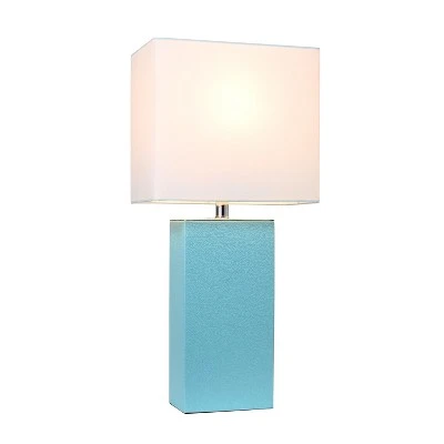 21" Monaco Avenue Modern Leather Table Lamp Aqua - Elegant Designs 1 21" Monaco Avenue Modern Leather Table Lamp Aqua - Elegant Designs