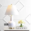JONATHAN Y 27" Ceramic/Iron Han Contemporary USB Charging Table Lamp (Includes LED Light Bulb) White/Brass - JONATHAN Y