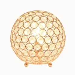 8" Elipse Crystal Ball Sequin Table Lamp Rose Gold - Elegant Designs