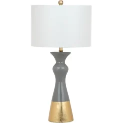 (Set of 2) 30.5" Iris Table Lamp Gray/Gold (Includes CFL Light Bulb) - Safavieh