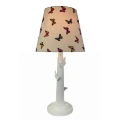 22" Polyresin Table Lamp with Butterflies Hardback Shade - Creative Motion Industries Cream