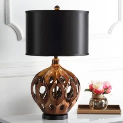 29" Regina Ceramic Table Lamp Gold/Brown (Includes CFL Light Bulb) - Safavieh -Deals A Radiant Den Store unnamed file 3901