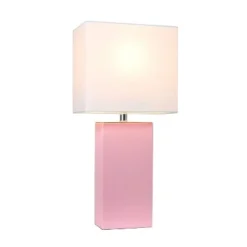21" Monaco Avenue Modern Leather Table Lamp Pink - Elegant Designs