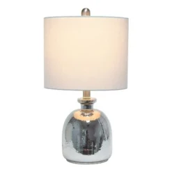 Hammered Glass Jar Table Lamp with Linen Shade Metallic Gray - Lalia Home