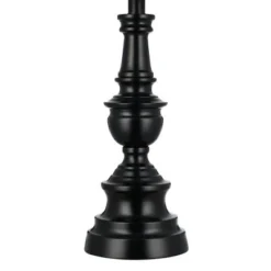 27" 3-Way Decorative Metal Table Lamp with Linen Shade (Includes LED Light Bulb) Black - Cresswell Lighting