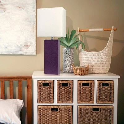 21" Monaco Avenue Modern Leather Table Lamp Eggplant - Elegant Designs 2 21" Monaco Avenue Modern Leather Table Lamp Eggplant - Elegant Designs - Image 2