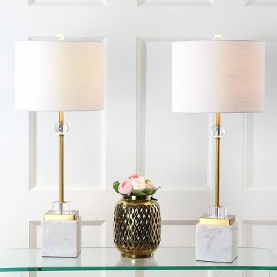 JONATHAN Y 30" (Set of 2) Dawson Marble/Crystal Table Lamp (Includes LED Light Bulb) White - JONATHAN Y 1 JONATHAN Y 30" (Set of 2) Dawson Marble/Crystal Table Lamp (Includes LED Light Bulb) White - JONATHAN Y