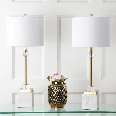 JONATHAN Y 30" (Set of 2) Dawson Marble/Crystal Table Lamp (Includes LED Light Bulb) White - JONATHAN Y 2 JONATHAN Y 30" (Set of 2) Dawson Marble/Crystal Table Lamp (Includes LED Light Bulb) White - JONATHAN Y - Image 2