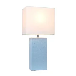 21" Monaco Avenue Modern Leather Table Lamp Periwinkle - Elegant Designs