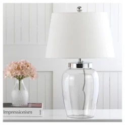 22.5" Evan Fillable Glass Table Lamp Clear (Includes CFL Light Bulb) - Safavieh