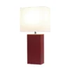 Modern Leather Table Lamp with USB and Fabric Shade Red - Elegant Designs