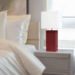 Modern Leather Table Lamp with USB and Fabric Shade Red - Elegant Designs -Deals A Radiant Den Store unnamed file 3991