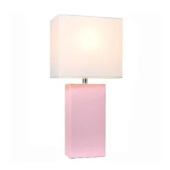 21" Monaco Avenue Modern Leather Table Lamp Blush Pink - Elegant Designs