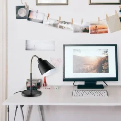 16" Gooseneck Forest Table Lamp with Inner Shade - Globe Electric Green